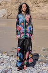 Buy_Dash And Dot_Black Polyester Embroidery Collared Multicolour Paisley Pant Set _Online_at_Aza_Fashions