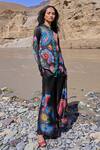Shop_Dash And Dot_Black Polyester Embroidery Collared Multicolour Paisley Pant Set _Online_at_Aza_Fashions
