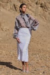 Shop_Dash And Dot_White Polyester Sequins Cascading Teardrop Skirt _Online_at_Aza_Fashions