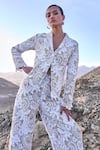 Buy_Dash And Dot_White Polyester Scalloped Lace Blazer And Pant Set _Online_at_Aza_Fashions