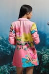 Shop_THE IASO_Pink Cotton Satin Sunburst Garden Printed Shorts _at_Aza_Fashions