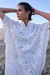 Dash And Dot_White Polyester Round Neck Lace Kaftan Dress _Online_at_Aza_Fashions