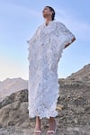Shop_Dash And Dot_White Polyester Round Neck Lace Kaftan Dress _Online_at_Aza_Fashions
