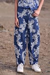 Dash And Dot_Blue Cotton Embroidery Mandarin Collar Indigo Waistcoat Set _Online_at_Aza_Fashions