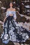 Buy_Dash And Dot_Black Polyester Off-shoulder Floral Print Maxi Skirt Set _at_Aza_Fashions