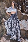 Buy_Dash And Dot_Black Polyester Off-shoulder Floral Print Maxi Skirt Set 