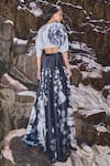 Shop_Dash And Dot_Black Polyester Off-shoulder Floral Print Maxi Skirt Set _at_Aza_Fashions