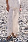 Dash And Dot_White Cotton, Nylon Embroidery Floral Lace Flared Pant _Online_at_Aza_Fashions