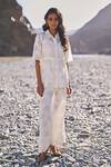 Shop_Dash And Dot_White Cotton, Nylon Embroidery Floral Lace Flared Pant _Online_at_Aza_Fashions