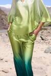 Dash And Dot_Green Polyester Collared Ombre Satin Pant Set _Online_at_Aza_Fashions