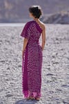 Shop_Dash And Dot_Purple Viscose One Shoulder Single Sleeve Bandhani Dress _at_Aza_Fashions