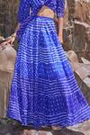 Dash And Dot_Blue Viscose Mirrors V-neck Bandhani Top And Sharara Set _at_Aza_Fashions