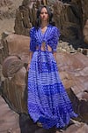 Shop_Dash And Dot_Blue Viscose Royal Flared Bandhani Pant _at_Aza_Fashions