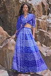 Shop_Dash And Dot_Blue Viscose Royal Flared Bandhani Pant _Online_at_Aza_Fashions