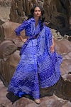 Dash And Dot_Blue Viscose Royal Flared Bandhani Pant _at_Aza_Fashions