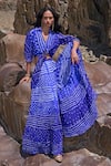 Buy_Dash And Dot_Blue Viscose Royal Flared Bandhani Pant 
