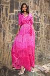 Buy_Dash And Dot_Fuchsia Viscose Bandhani Flared Skirt _at_Aza_Fashions