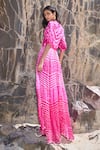 Shop_Dash And Dot_Fuchsia Viscose Bandhani Flared Skirt _at_Aza_Fashions