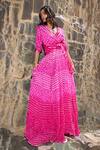 Dash And Dot_Fuchsia Viscose Bandhani Flared Skirt _at_Aza_Fashions