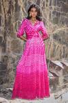 Buy_Dash And Dot_Fuchsia Viscose Bandhani Flared Skirt 
