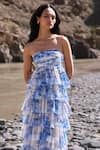 Dash And Dot_Multi Color Polyester Off-shoulder Cascading Ceramic Print Maxi Dress _Online_at_Aza_Fashions