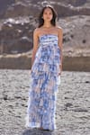 Shop_Dash And Dot_Multi Color Polyester Off-shoulder Cascading Ceramic Print Maxi Dress _Online_at_Aza_Fashions
