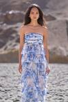 Buy_Dash And Dot_Multi Color Polyester Off-shoulder Cascading Ceramic Print Maxi Dress 