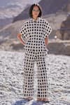 Buy_Dash And Dot_White Cotton Collared Structured Ikat Set _at_Aza_Fashions