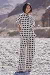Buy_Dash And Dot_White Cotton Collared Structured Ikat Set _Online_at_Aza_Fashions
