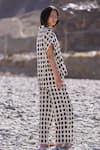 Dash And Dot_White Cotton Collared Structured Ikat Set _at_Aza_Fashions