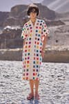 Buy_Dash And Dot_Multi Color Cotton V-neck Multicolour Ikat Shirt Dress _Online_at_Aza_Fashions