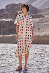 Buy_Dash And Dot_Multi Color Cotton V-neck Multicolour Ikat Shirt Dress 