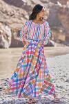Buy_Dash And Dot_Multi Color Cotton Round Neck Check And Stripe Skirt Set _Online_at_Aza_Fashions