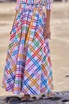Buy_Dash And Dot_Multi Color Cotton Round Neck Check And Stripe Skirt Set 