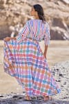 Shop_Dash And Dot_Multi Color Cotton Multi-checked Maxi Skirt _at_Aza_Fashions