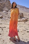 Dash And Dot_Multi Color Polyester Scoop Neck Sunset Ombré Midi Dress _at_Aza_Fashions
