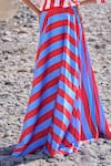 Shop_Dash And Dot_Red Polyester Collared Striped Maxi Skirt Set _Online_at_Aza_Fashions