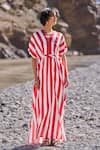 Buy_Dash And Dot_Red Polyester V-neck Striped Kaftan Dress _Online_at_Aza_Fashions