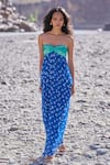 Buy_Dash And Dot_Blue Viscose Embroidery Off-shoulder Bandhani Draped Dress _Online_at_Aza_Fashions