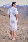 Shop_Dash And Dot_White Polyester Round Neck Crushed Polka Dot Dress _at_Aza_Fashions