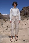Buy_Dash And Dot_White Cotton, Linen Embroidery Floral Pant _Online_at_Aza_Fashions