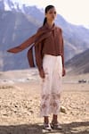 Dash And Dot_Brown Linen, Silk Collared Silk-linen Tie-knot Shirt _at_Aza_Fashions