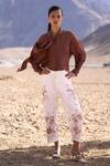 Buy_Dash And Dot_Brown Linen, Silk Collared Silk-linen Tie-knot Shirt _at_Aza_Fashions