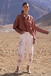 Shop_Dash And Dot_White Polyester, Viscose, Spandex Embroidery Barrel Pant _Online_at_Aza_Fashions