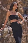 Buy_Dash And Dot_Black Polyester, Spandex Bandeau Neck Ruched Bodycon Skirt Set _Online_at_Aza_Fashions