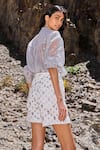 Shop_Dash And Dot_Silver Polyester Sequins Collared Translucent Shirt _at_Aza_Fashions