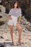 Buy_Dash And Dot_Silver Polyester Sequins Collared Translucent Shirt _at_Aza_Fashions