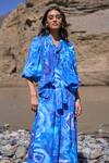 Buy_Dash And Dot_Blue Viscose Open Neck Floral Printed Pant Set _Online_at_Aza_Fashions