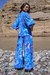 Shop_Dash And Dot_Blue Viscose Open Neck Floral Printed Pant Set _at_Aza_Fashions