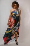 Buy_Rimi Nayak_Multi Color Bemberg, Satin Sequins Abstract Floral Printed Hankerchief Dress _at_Aza_Fashions